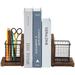 Millwood Pines Ataly Desktop Supplies Pen Holder Organizer Set Wood/Metal in Black/Brown | 5.5 H x 6.5 W x 3.9 D in | Wayfair