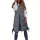 Gilet à capuche zippé pour femme veste en fibre longue gilet solide manteau chaud document