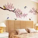 Autocollants Muraux en PVC avec Branches d'Oiseaux Fleurs de Pêche Roses pour Chambre à Coucher