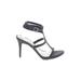 Mix No. 6 Heels: Strappy Stilleto Cocktail Party Black Print Shoes - Women's Size 6 1/2 - Open Toe