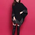 Nuovo autunno moda inverno diamanti maglia scialle mantello sciolto Plus Size solido donna Poncho