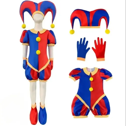 Halloween Clowns Cosplay Kostüm für erwachsene Kinder Cartoon Clowns rot und blau Overall Clowns