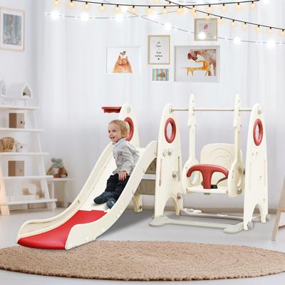 4-in-1 HDPE Indoor/Outdoor Playground Playset Kids Swing Set