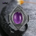 Vintage 8x10MM Natur Oval Amethyst Ringe 925 Silber Edlen Schmuck für Frauen Anniversary Party