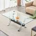Tea table.Dining Table.Tempered Glass Coffee Table with Plating Metal Legs and MDF Crossbar.For Home and Office