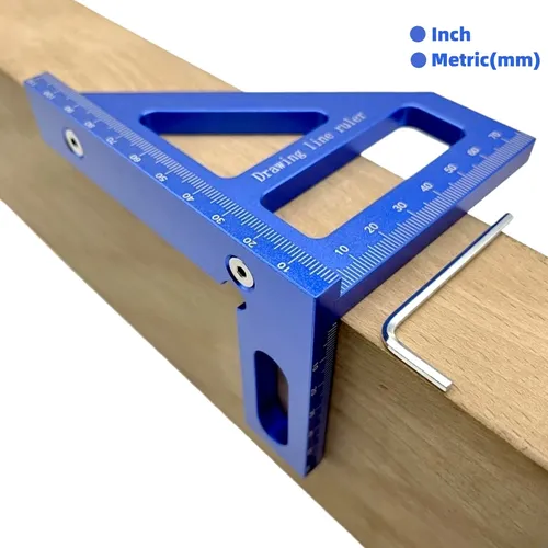 Metrisch/Zoll 45/90 ° Aluminium legierung Gehrung blau Dreieck Lineal Tischler quadratischen