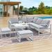 Leumius 4 PCS Pation Outdoor Sofa Set Outdoor Sectional Sofa Conversation Combination Couch White