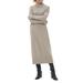 Winona Long Sleeve Midi Sweater Dress - Natural - Barbour Dresses