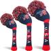 Golf Club Head Covers Knit for Woods Driver Fairway Hybrid Headcovers Knitted Pom Pom Stripes Pattern for Main 3 Wood Clubs