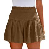 SSAAVKUY Women s Solid Color Hiking Cargo Shorts with Pockets Inch Long Quick Dry Athletic Golf Shorts for Women Casual Summer Brown L
