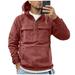 Oversized Zip Up Hoodie Mens Long Sleeve Loose Fit Hooded Pullover Drawstring Quarter Zip Cargo Sweatshirt Winter Cycling Waterproof Sports Jackets Casual Solid Color with Pockets Shirts Pink XL