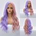 ZTTD Medium-Length Curly Hair Pink Purple Wave Female Wig Natural Wave Wig Pink Purple