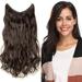 ZTTD Hair Crown Extensions 20Inch Dark Wavy Synthetic Long Extensions Hidden Brown Wig Brown