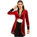 IEFIEL Womens Halloween Showman Costume Tailcoat Circus Ringmaster Velvet Tuxedo Jacket A Red XL