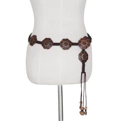 'Thai Love Garden' - Unique Floral Coconut Shell Belt