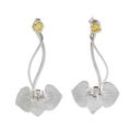 Sunshine Orchid,'Orchid Sterling Silver Drop Earrings with Cubic Zirconia'