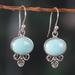 Graceful Glam,'Sterling Silver Larimar Dangle Earrings Made in India'