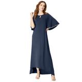 Plus Size Women's Keyhole Hi-Low Midi Dress by Roaman's in Navy (Size 12)