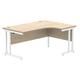 Polaris Right Hand Radial Double Upright Cantilever Desk 1600x1200x730mm Canadian Oak/White KF822330