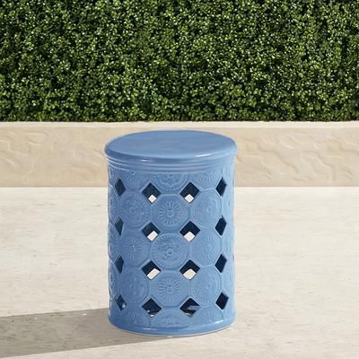 Soren Accent Stool - Air Blue - Frontgate