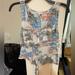 American Eagle Outfitters Tops | American Eagle Tank Top Womens Medium White Blue Tropical Summer Tank Tie Front | Color: White | Size: M