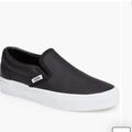 Vans Shoes | Classic Van Leather Slip-Ons In Black | Color: Black | Size: 7.5