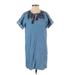 Old Navy Casual Dress - Mini Tie Neck Short sleeves: Blue Dresses - Women's Size Small