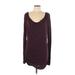 Max Studio Casual Dress - Mini Plunge Long sleeves: Burgundy Solid Dresses - Women's Size Large Petite