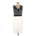 T Tahari Casual Dress - Sheath V Neck Sleeveless: Silver Color Block Dresses - New - Women's Size 8