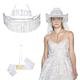 Yooghuge Elegant Cowgirl Hat With Bride Shoulder Strap Wedding Photo Costume Props Summer Outdoor Bride Hat Western Cowboy Hat Cowgirl Hats Woman White Cowgirl Hat With Brim White Cowgirl Hat With