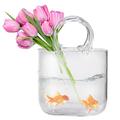 Glass Purse Vase For Flowers, Clear Hand Blown Glass Vases With Elegant Glass Bag Flower Vase, Glass Fish Bowl Vase With Fish Bowl Handbag Flower Vase For Wedding Home