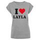 T-Shirt MERCHCODE "Damen Ladies I Love Layla T-Shirt" Gr. XS, grau (heathergrey) Herren Shirts T-Shirts