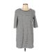 Emma & Michele Casual Dress: Gray Stripes Dresses - Women's Size Large