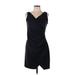 Slate & Willow Casual Dress - Wrap: Black Solid Dresses - Women's Size Large