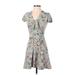 Hot Kiss Casual Dress: Gray Floral Dresses - Women's Size Small