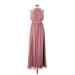 Watters Cocktail Dress Plunge Sleeveless: Pink Print Dresses - Women's Size 6