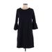 Banana Republic Factory Store Casual Dress - Shift Crew Neck 3/4 sleeves: Black Print Dresses - Women's Size Medium