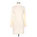 Daisy Fuentes Casual Dress - Sweater Dress: Ivory Dresses - Women's Size Large