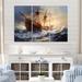 Design Art Majestic Sailboat In Storm II - Boat Canvas Print Set Canvas in White | 28 H x 36 W x 1 D in | Wayfair PT89112-3P