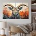 Design Art Goat Mountain Explorer Geometric - Animals Wall Art Living Room - 4 Panels Canvas in Orange | 28 H x 48 W x 1 D in | Wayfair PT72500-271