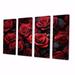 Design Art Black Rose Eternal Beauty IV - Floral Canvas Wall Art - 4 Panels Canvas in Red | 28 H x 48 W x 1 D in | Wayfair PT71612-271