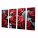 Design Art Red Grey Rose Eternal Beauty - Floral Wall Art Living Room - 4 Panels Canvas in Gray/Red | 28 H x 48 W x 1 D in | Wayfair PT71611-271