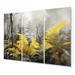 Design Art Yellow Grey Ferns Dream II - Floral Metal Wall Decor Set Metal in Gray/Yellow | 28 H x 36 W x 1 D in | Wayfair MT104744-3P