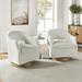 Barrel Chair - Wade Logan® Bergwall Upholstered Swivel Barrel Chair w/ Solid Wood Base Wood in White | 30.9 H x 29.53 W x 27.56 D in | Wayfair