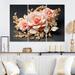 Everly Quinn Tender White & Light Pink Rose Flower Art On Canvas 3 Pieces Print Metal in Black/Pink | 32 H x 48 W x 1 D in | Wayfair