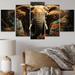 Bungalow Rose Elephant Jungle Royalty On Canvas 5 Pieces Print Canvas in Brown | 32 H x 60 W x 1 D in | Wayfair A3C549754C6E483A99390DE25B341892