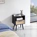 Bay Isle Home™ Akeyia Coffee Table, Rattan End table w/ Power Outlet & USB Ports Wood in Black | 21.65 H x 11.81 W x 15.75 D in | Wayfair