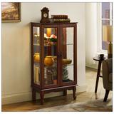 Alcott Hill® Cenia Lighted Curio Cabinet w/ Adjustable Shelves & Mirrored Back Panel, not included bulb Wood in Brown | Wayfair