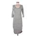 Express Casual Dress - Midi Scoop Neck 3/4 sleeves: Gray Print Dresses - Women's Size Medium