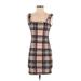 Shein Casual Dress - Mini: Tan Checkered/Gingham Dresses - Women's Size 4